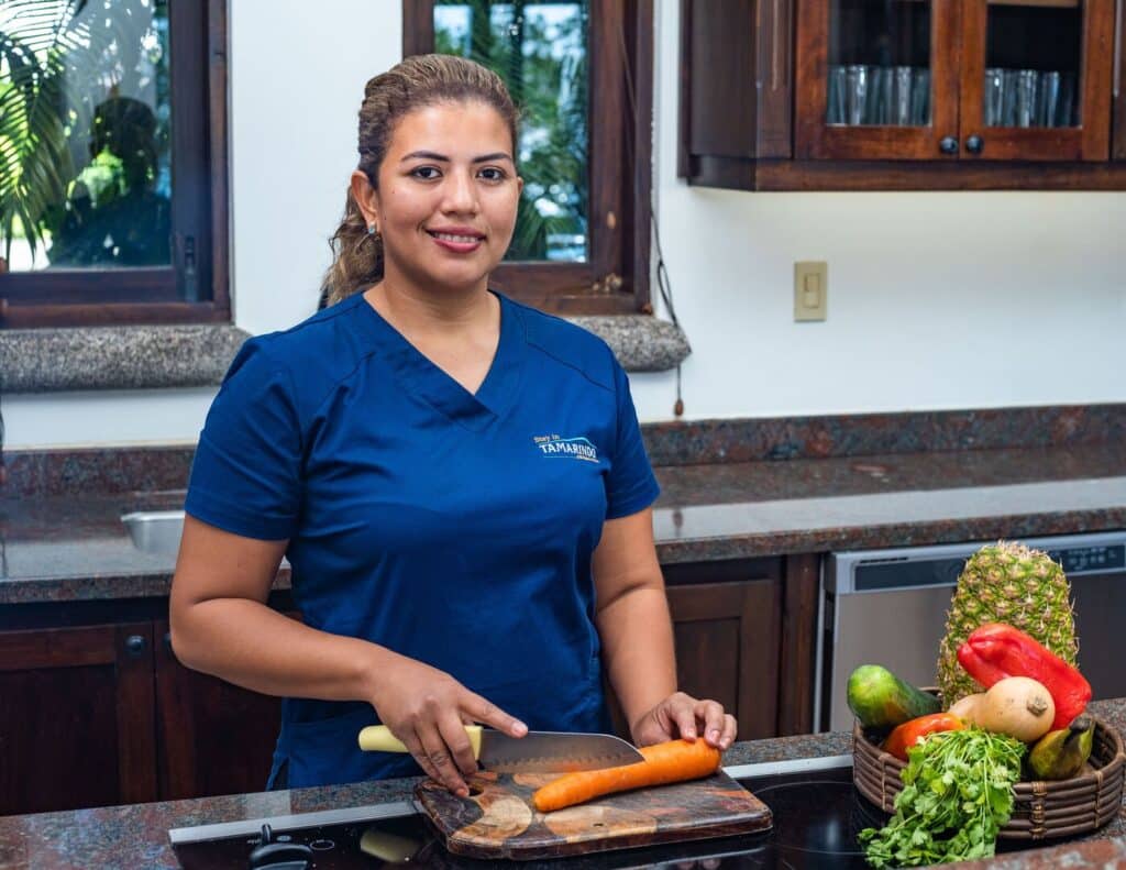 Chef preparing a meal in a private villa